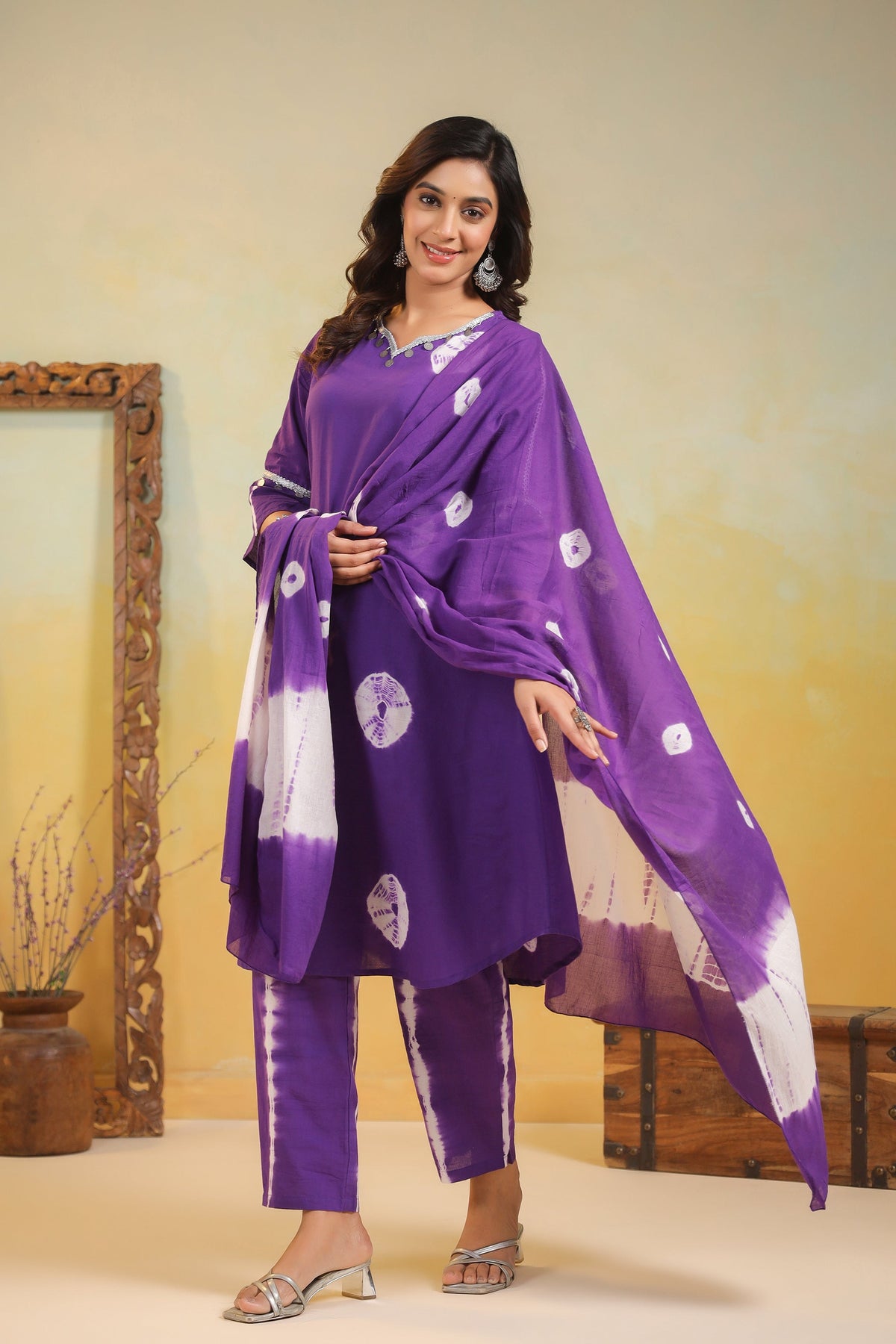 SANA ORCHID Shibori COTTON SUIT SET