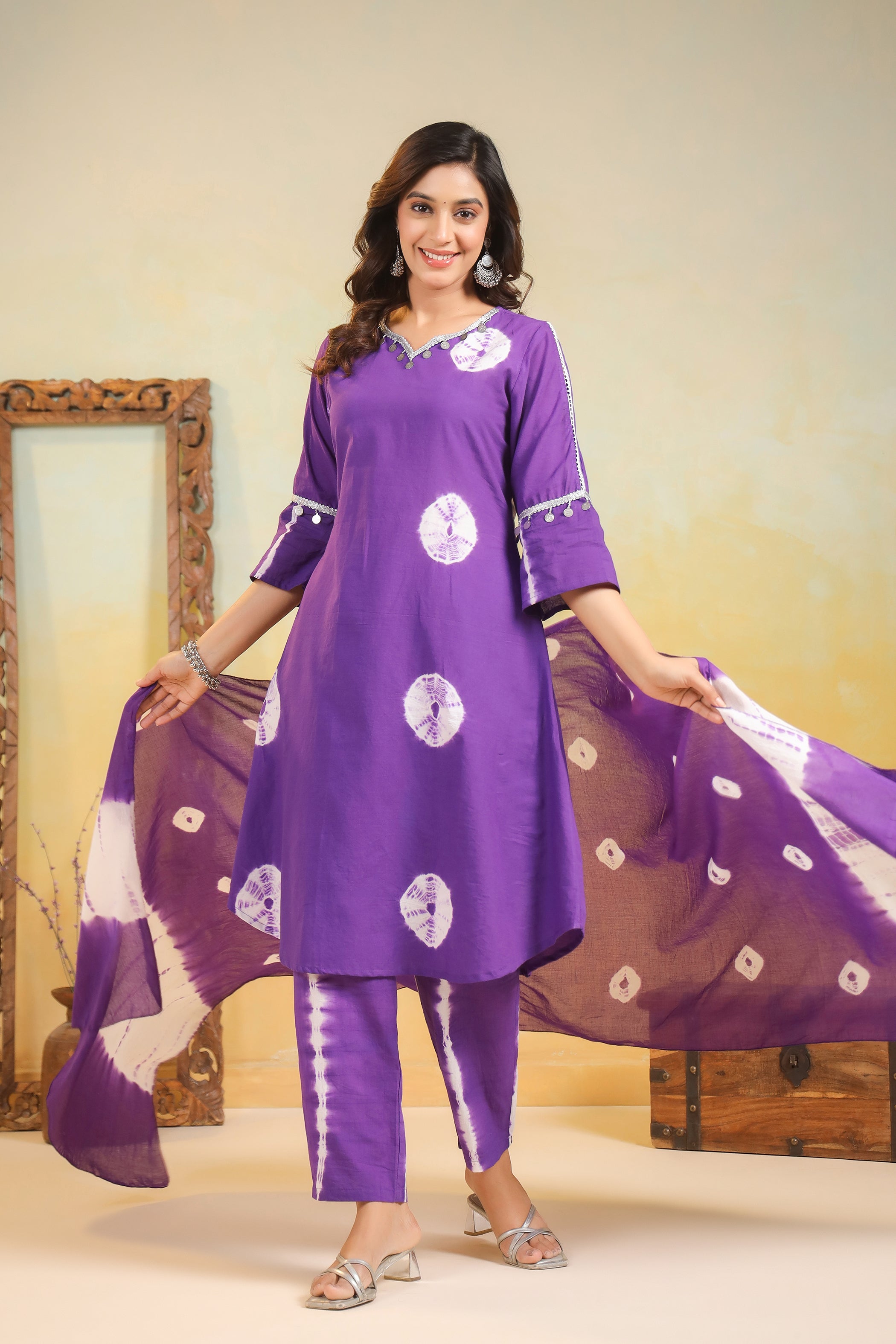 SANA ORCHID Shibori COTTON SUIT SET