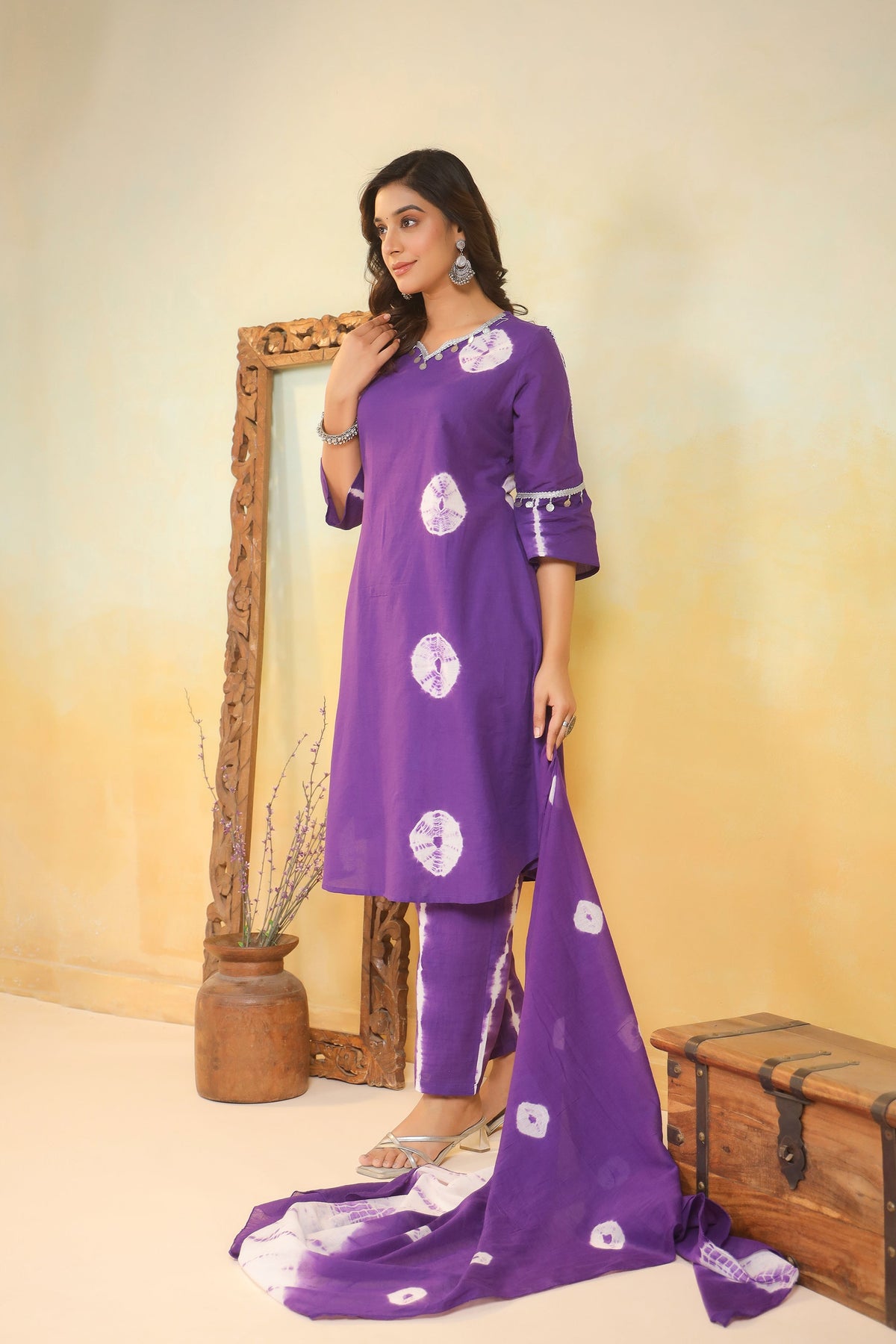 SANA ORCHID Shibori COTTON SUIT SET