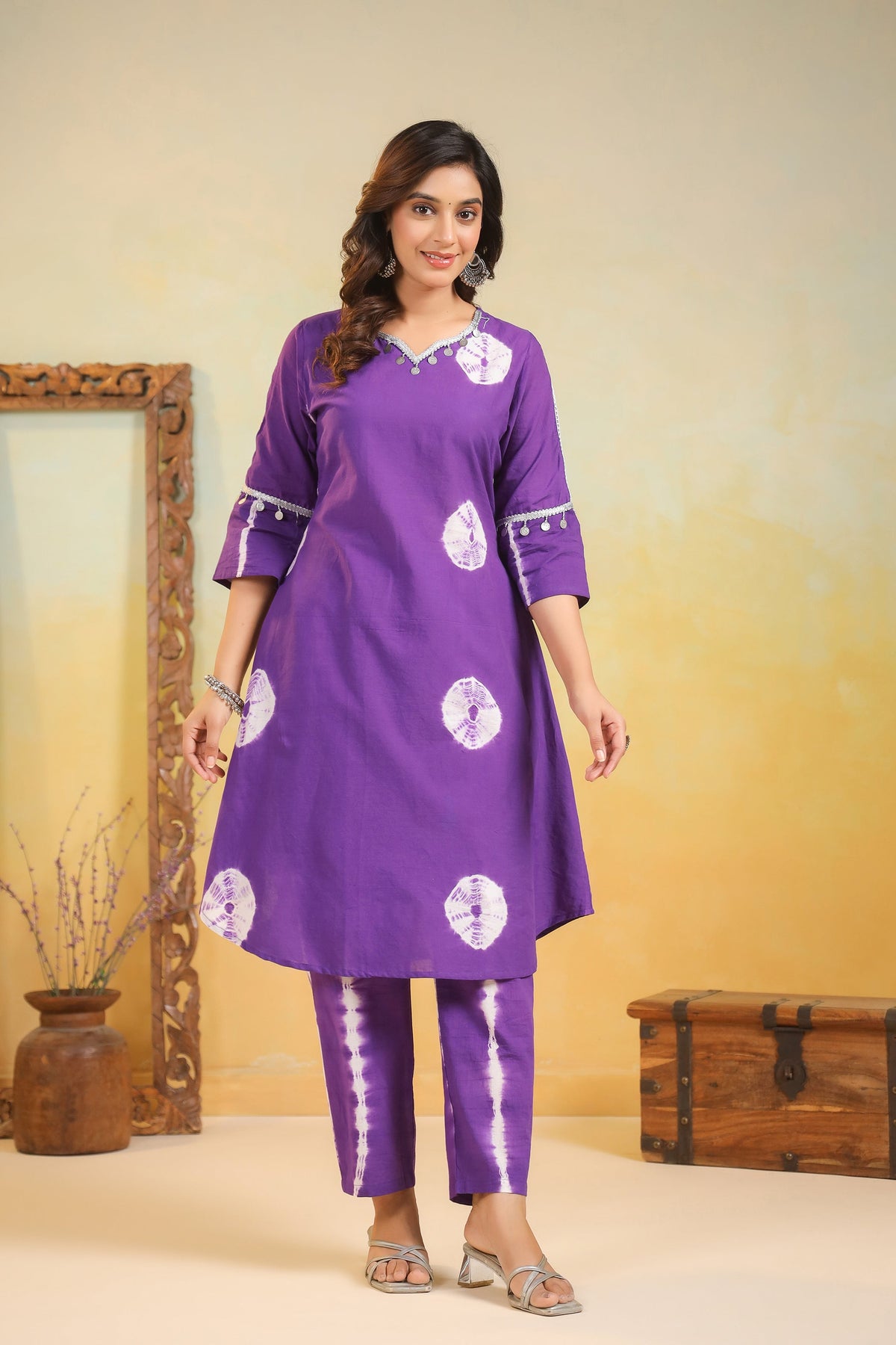SANA ORCHID Shibori COTTON SUIT SET