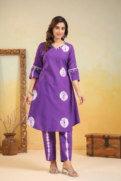 SANA ORCHID Shibori COTTON SUIT SET