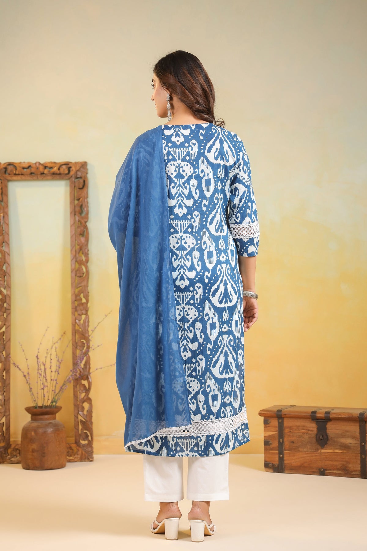 ARANYA OCEAN IKAT PRINT COTTON SUIT SET