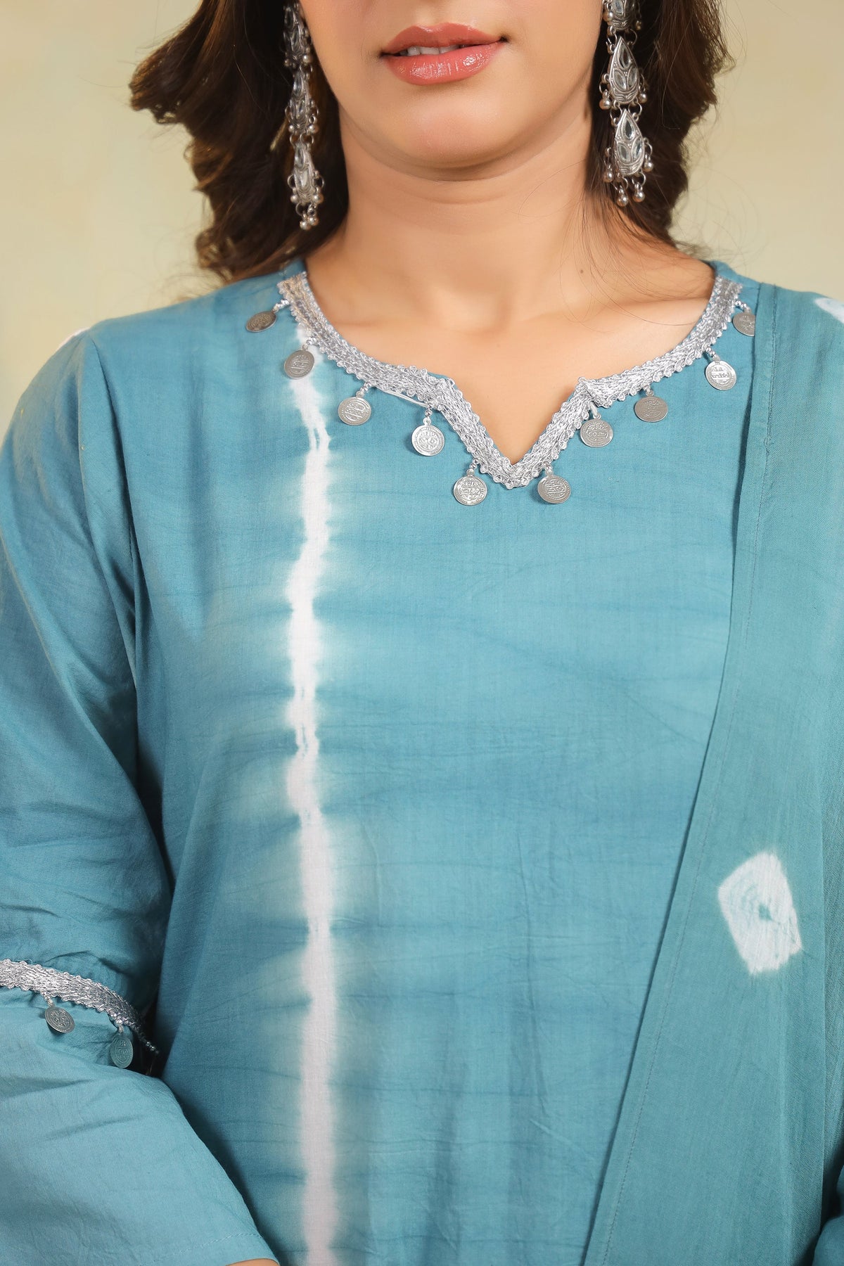 SANA TEAL Shibori COTTON SUIT SET
