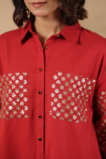 Tracy Crimson Sequins Premium Co-ord Set