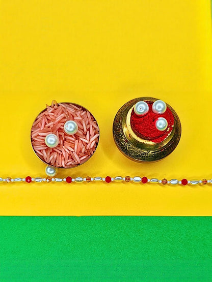 Dhiyona Set Of 6 Beaded Cotton Thread with AD Stones & Meenakari Designer Rakhi for Brother