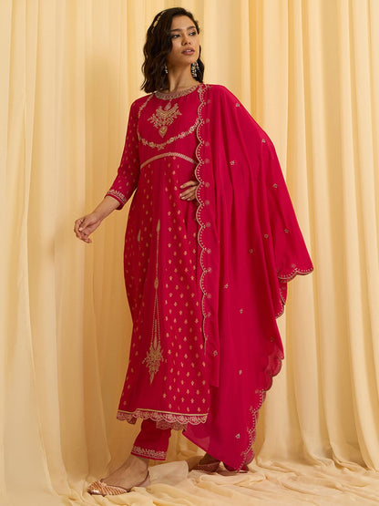 Dhiyona CH Embroidered Anarkali Kurta Set Eith Dupatta