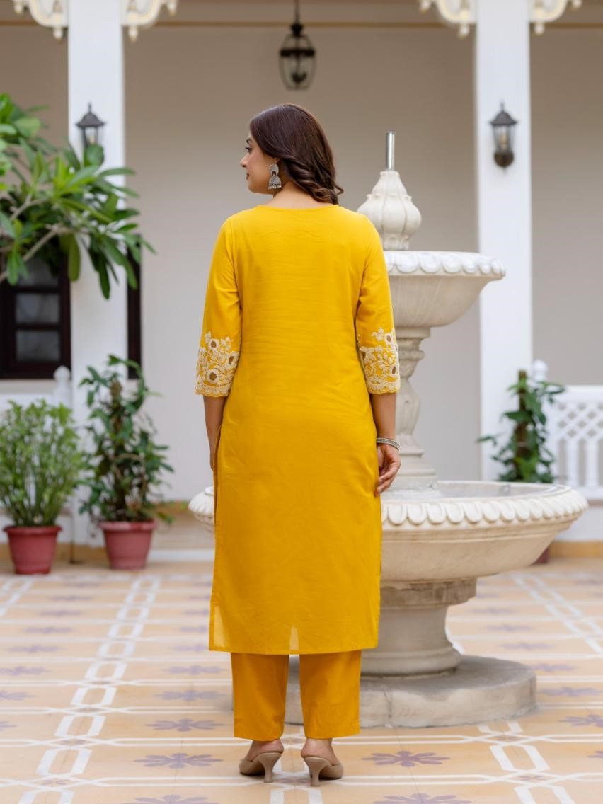 Juhi Gold Embroidered Kurta Pant Set