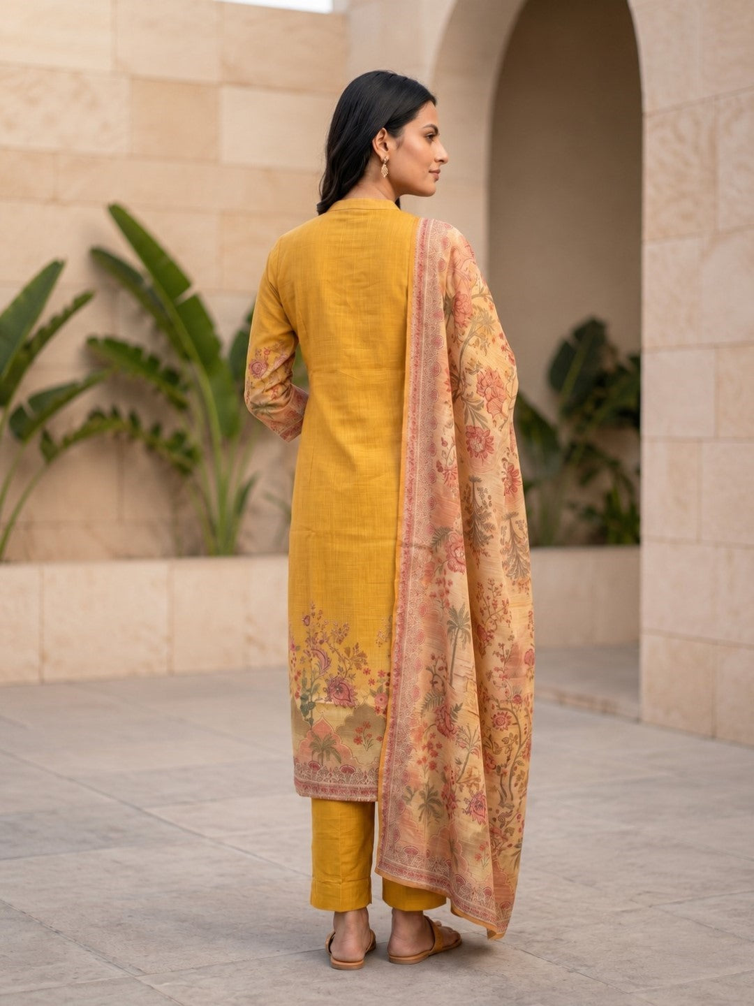 Krishvi Canary Printed Work Suit Set