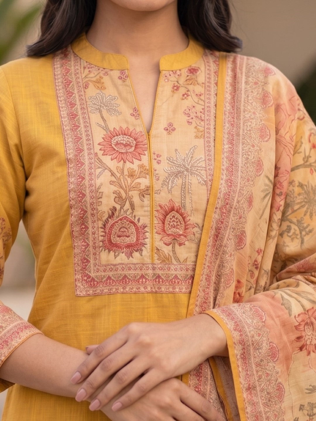 Krishvi Canary Printed Work Suit Set