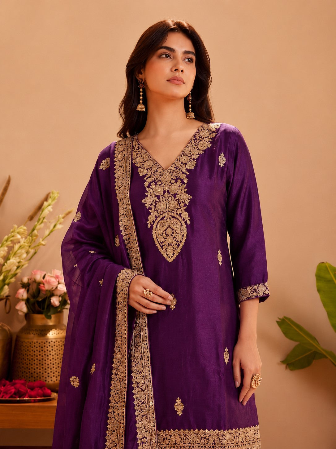 Preity Plum Full Work Suit Set