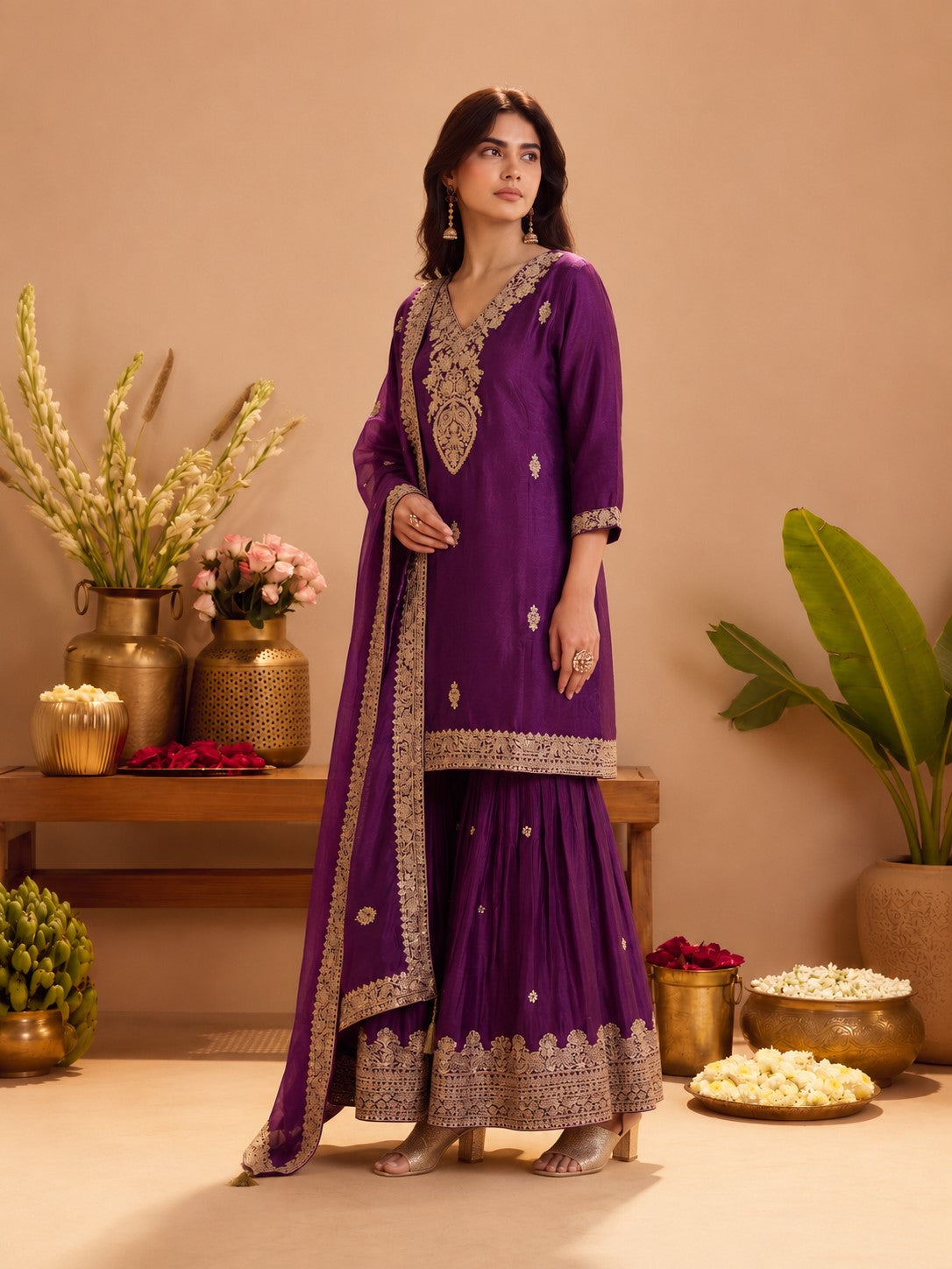 Preity Plum Full Work Suit Set