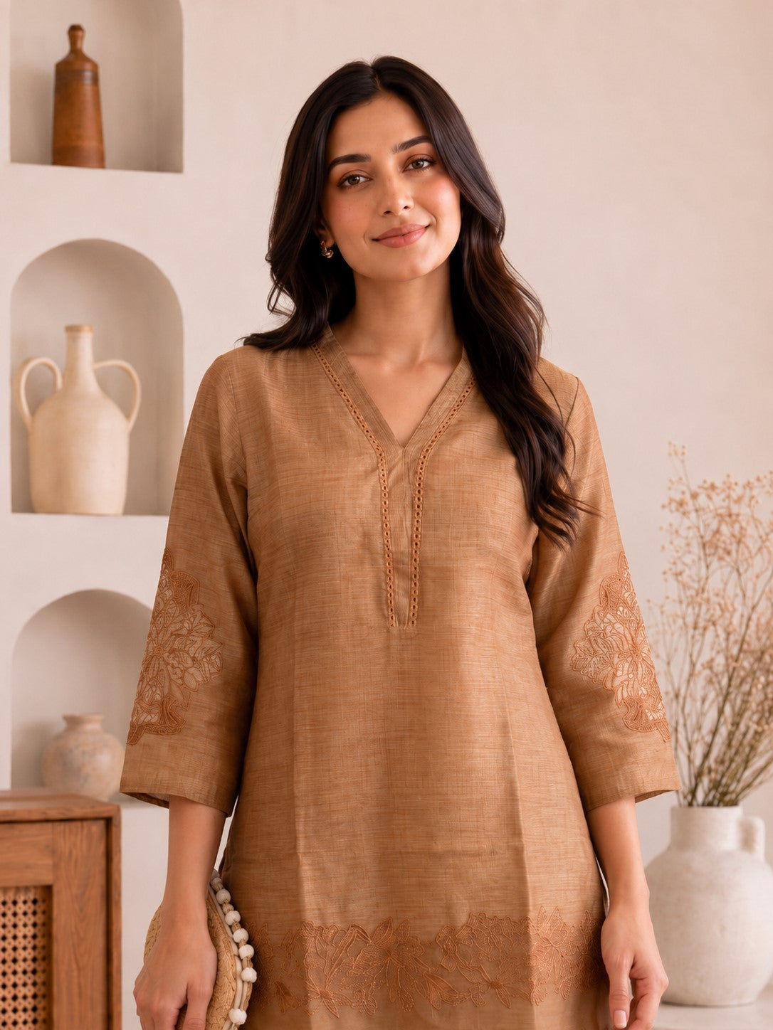 Prisha Cider Embroidery Cotton Co-Ord Set