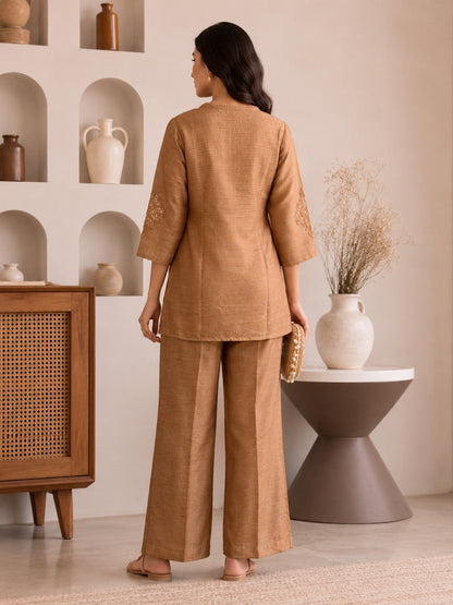 Prisha Cider Embroidery Cotton Co-Ord Set