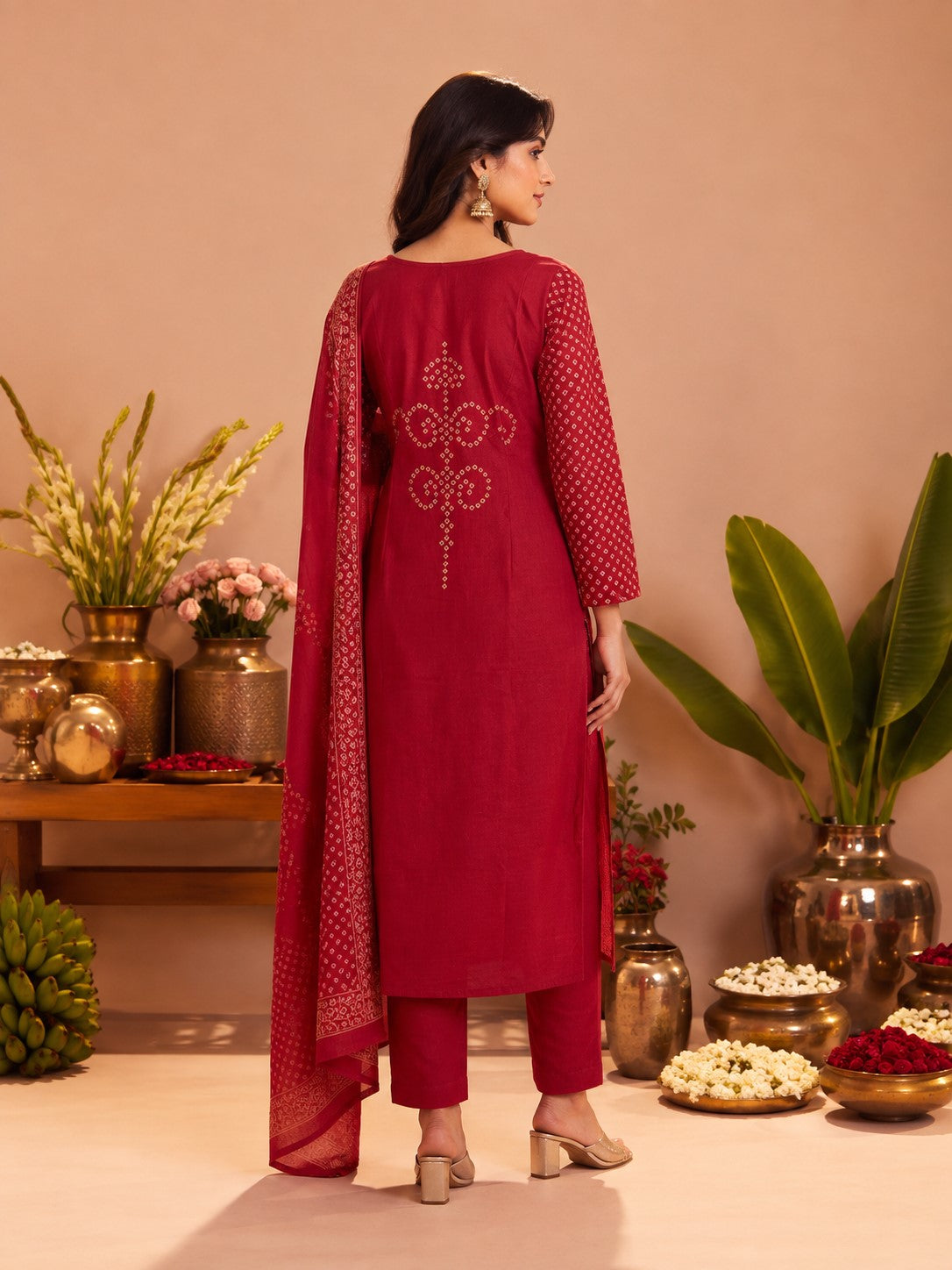 Sanjh Folly Printed Work Cotton Suit Set