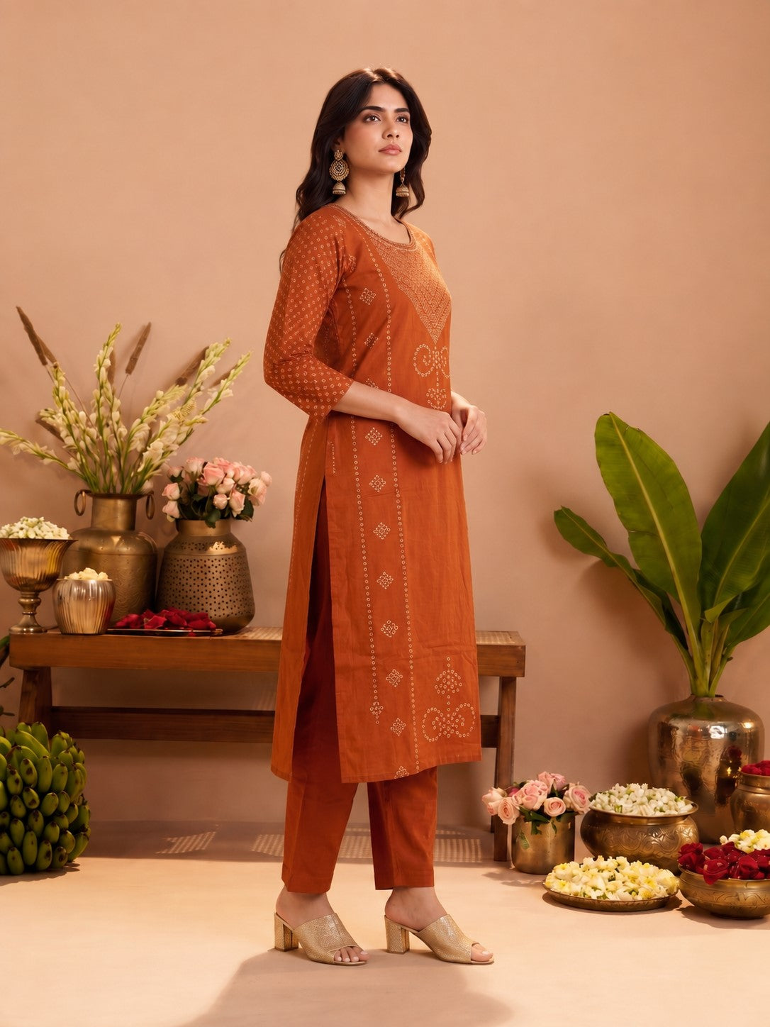 Sanjh Tango Printed Work Cotton Suit Set