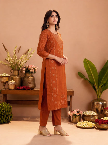 Sanjh Tango Printed Work Cotton Suit Set