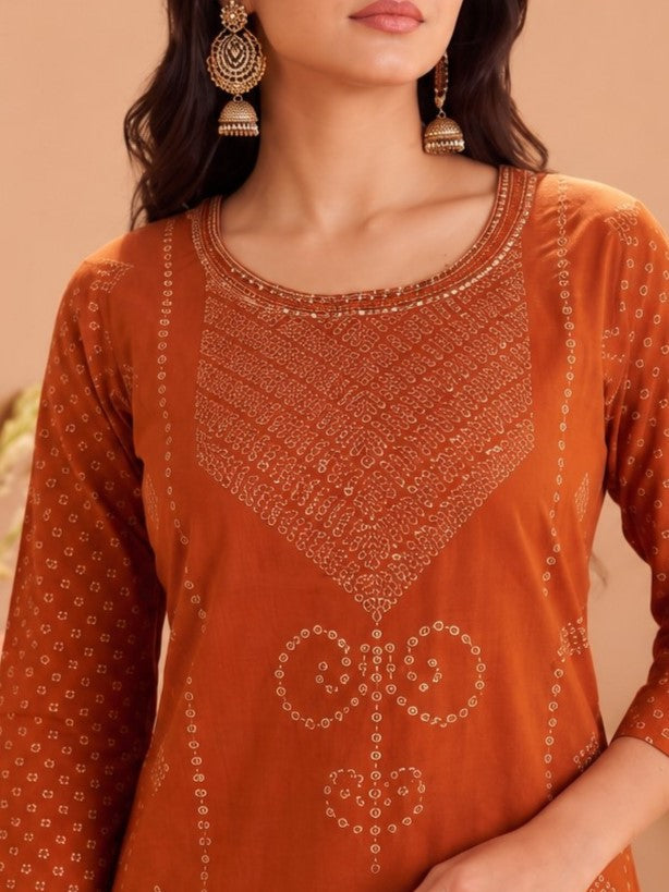 Sanjh Tango Printed Work Cotton Suit Set