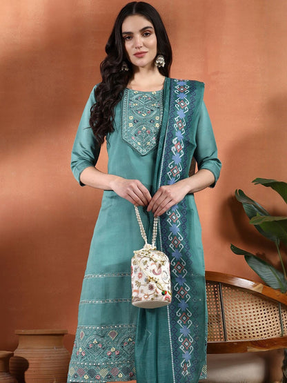 Women Ethnic Motifs Embroidered Regular Thread Work Kurta with Trousers & Dupatta