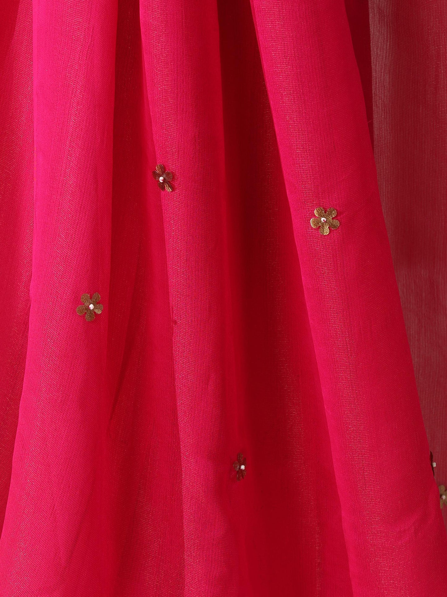 Dhiyona ST Fuchsia Zari Chiffon Saree with Self Blouse Fabric