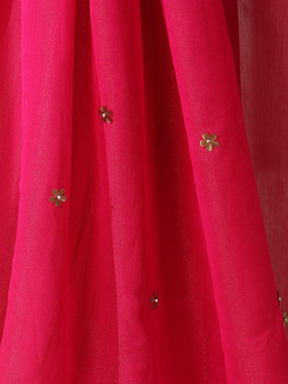 Dhiyona ST Fuchsia Zari Chiffon Saree with Self Blouse Fabric