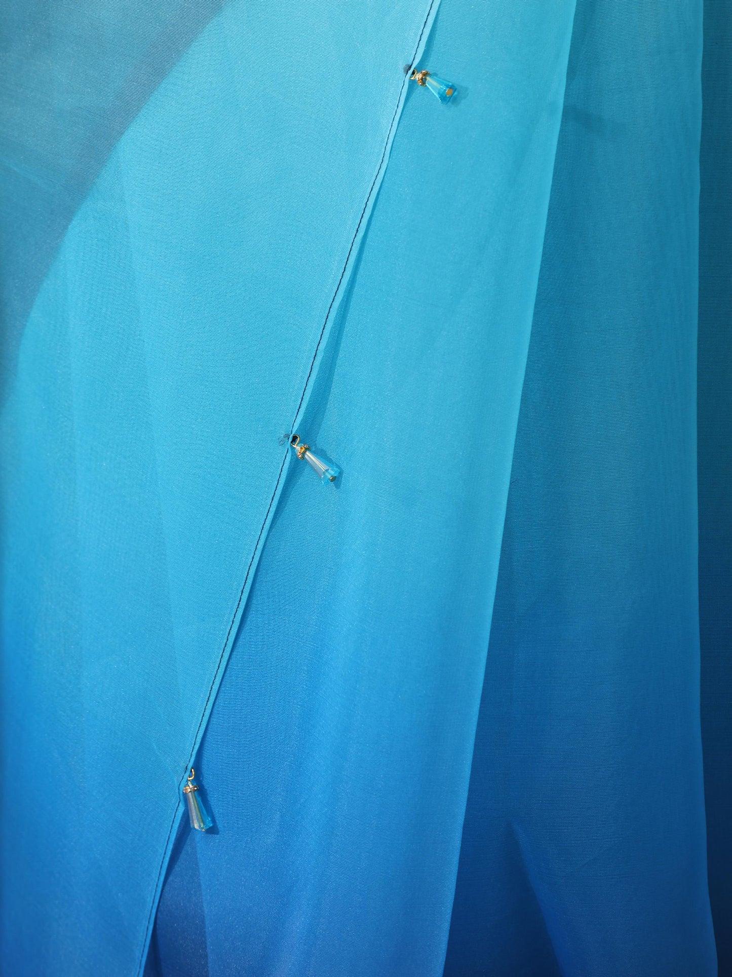Dhiyona ST Ocean Blue Pure Organza Ombre Printed Saree