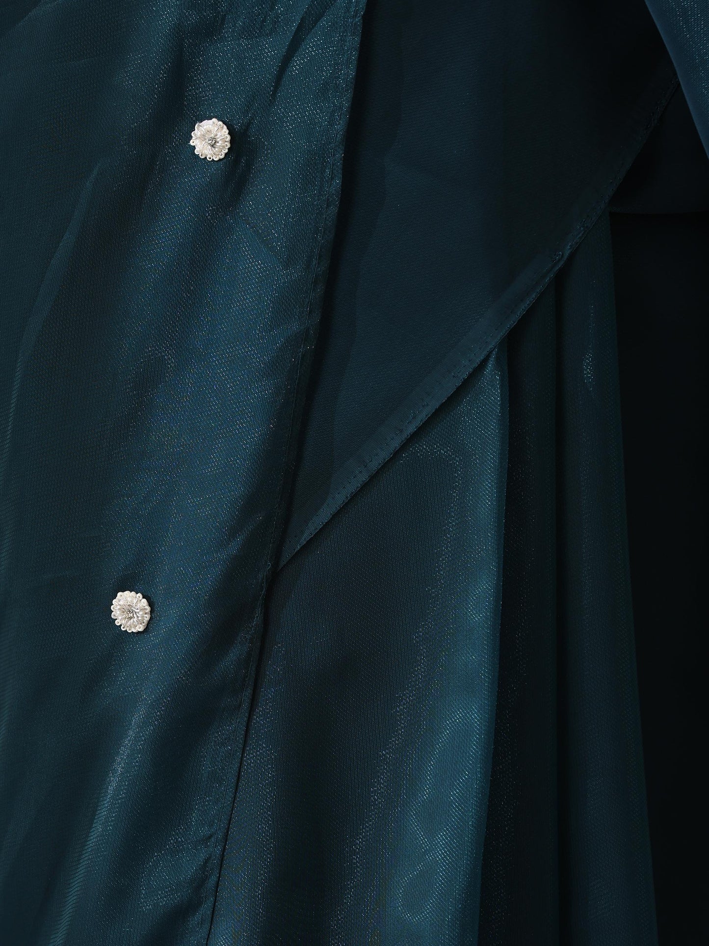 Dhiyona ST Prophecy Blue Shimmer Chiffon Saree with Beads and Self Fabric Blouse