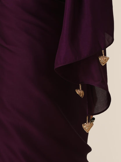 Dhiyona ST Purple Rain Satin Saree with Blouse Fabric