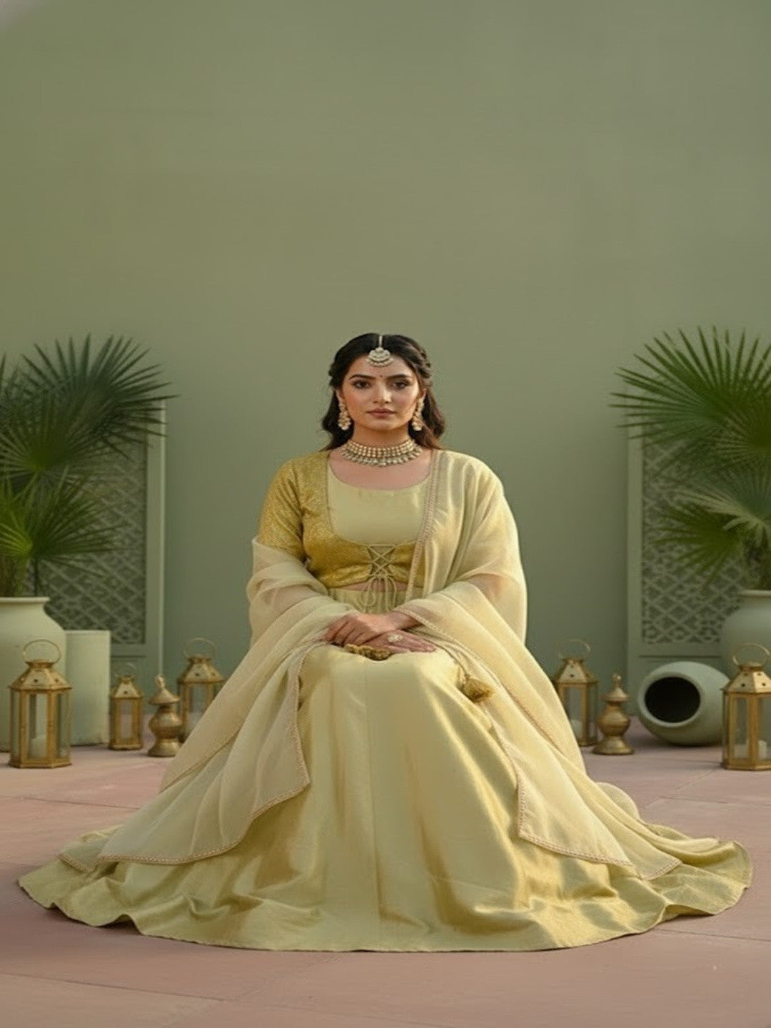 Solid Anarkali Maxi Ethnic Kurta with Trouser & Dupatta