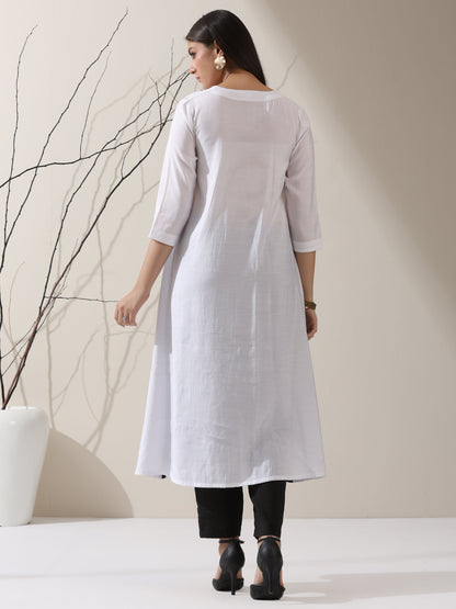 Dhiyona ST Black & White Triangle Kurta Set for Women – 2-Piece Striped Kurta with Pants | Indo-Western Ethnic Wear