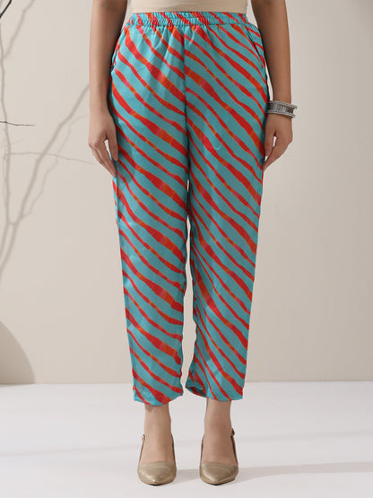 Dhiyona ST Pink Viscose Kurta Set – 2 Pc with Printed Blue Collar & Pants