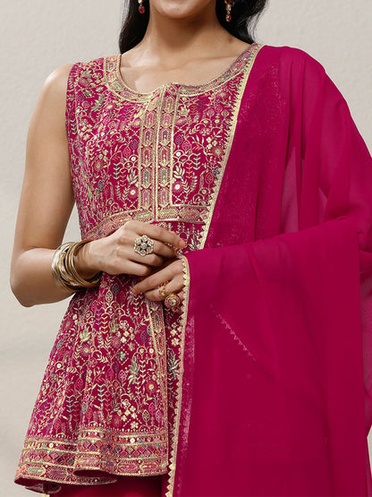 Dhiyona LL Women Ethnic Motifs Embroidered Panelled Gotta Patti Kurta with Palazzos & With Dupatta