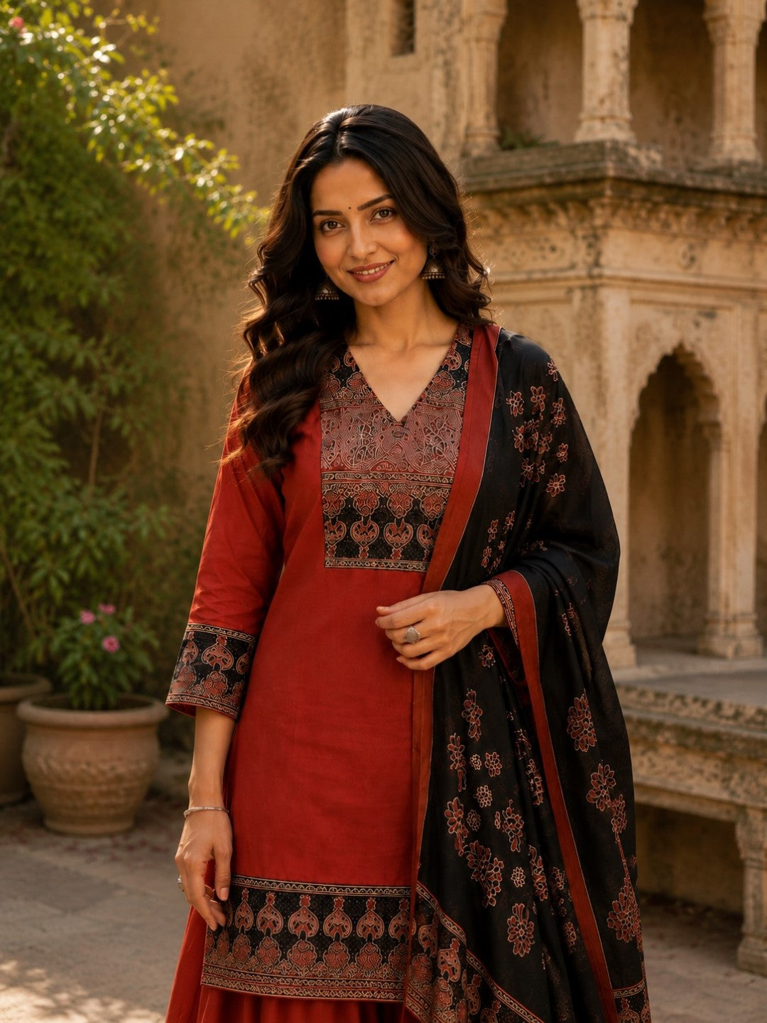 Surbhi Rust Cotton Farshi Suit Set