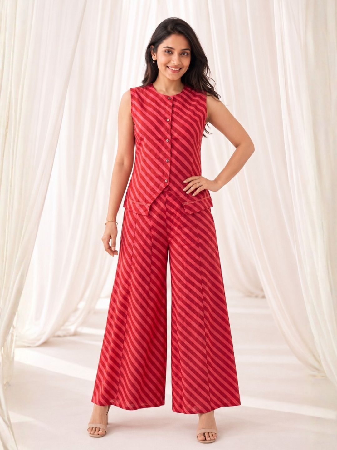 Surbhi scarlet stripes cotton co-ord set
