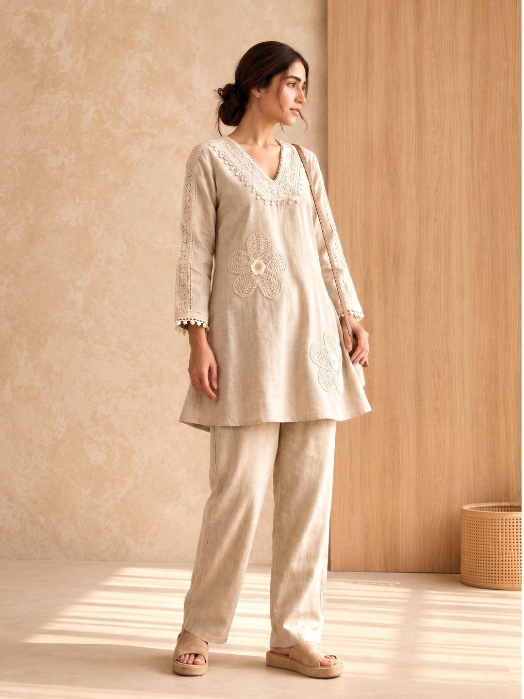 Sushi tan Embroidery Co-Ord set