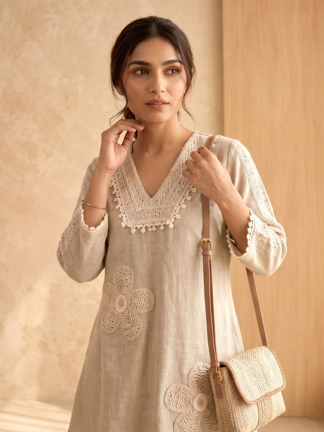 Sushi tan Embroidery Co-Ord set