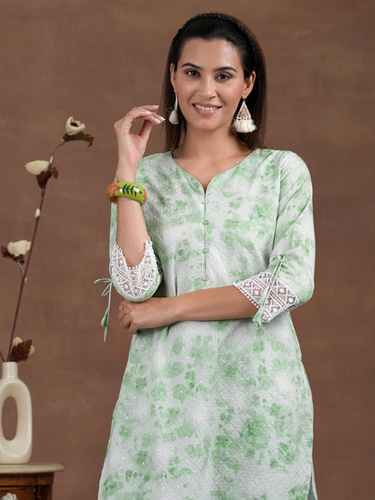 Women Dyed Regular Kurta with Trousers & With Dupatta
