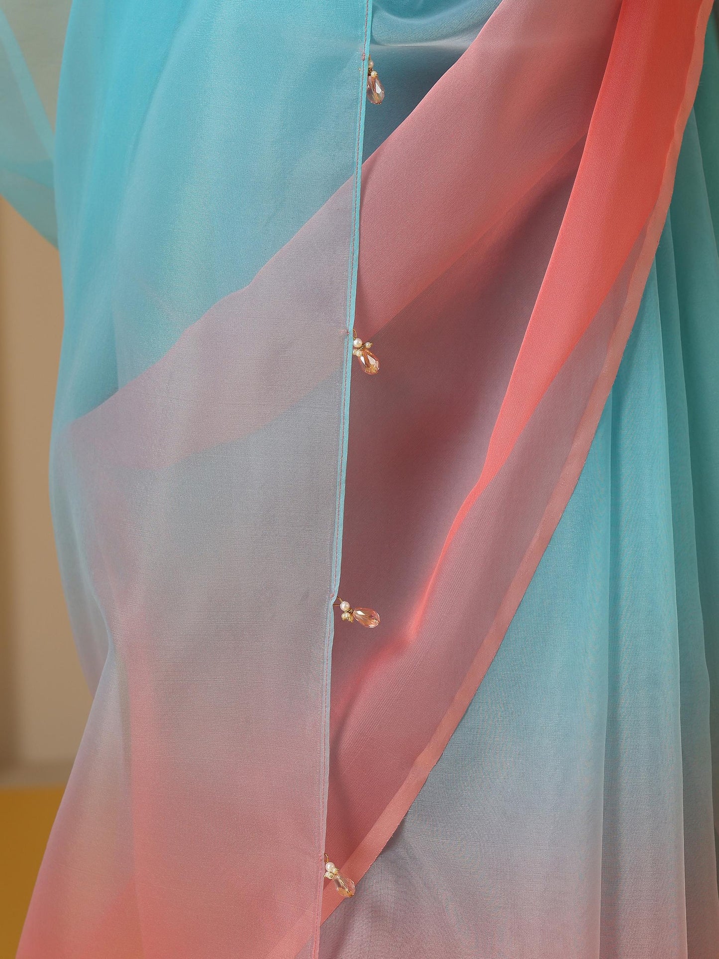 Dhiyona ST Tropical Pink and Blue Organza Ombre Saree