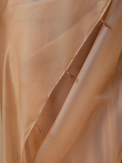 Dhiyona ST Glamorous Gold Organza Saree with Embroidered Blouse Fabric
