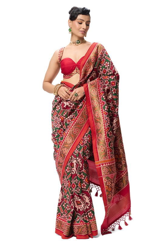 Dhiyona ST Patola Silk Woven Saree with Blouse Fabric