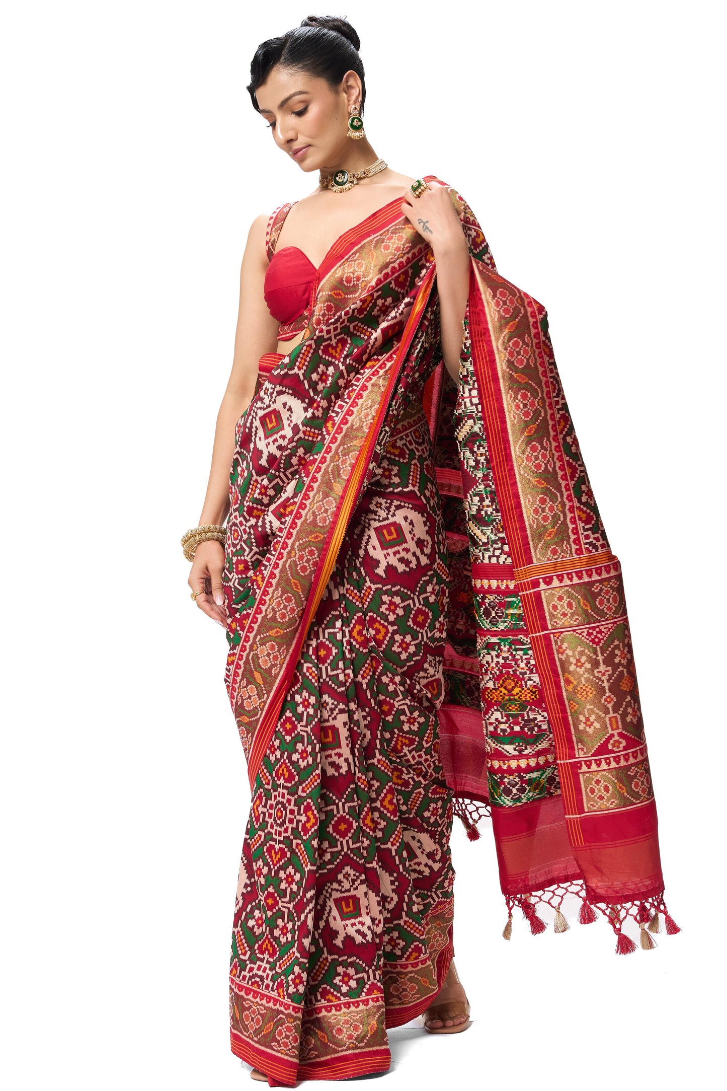 Dhiyona ST Patola Silk Woven Saree with Blouse Fabric
