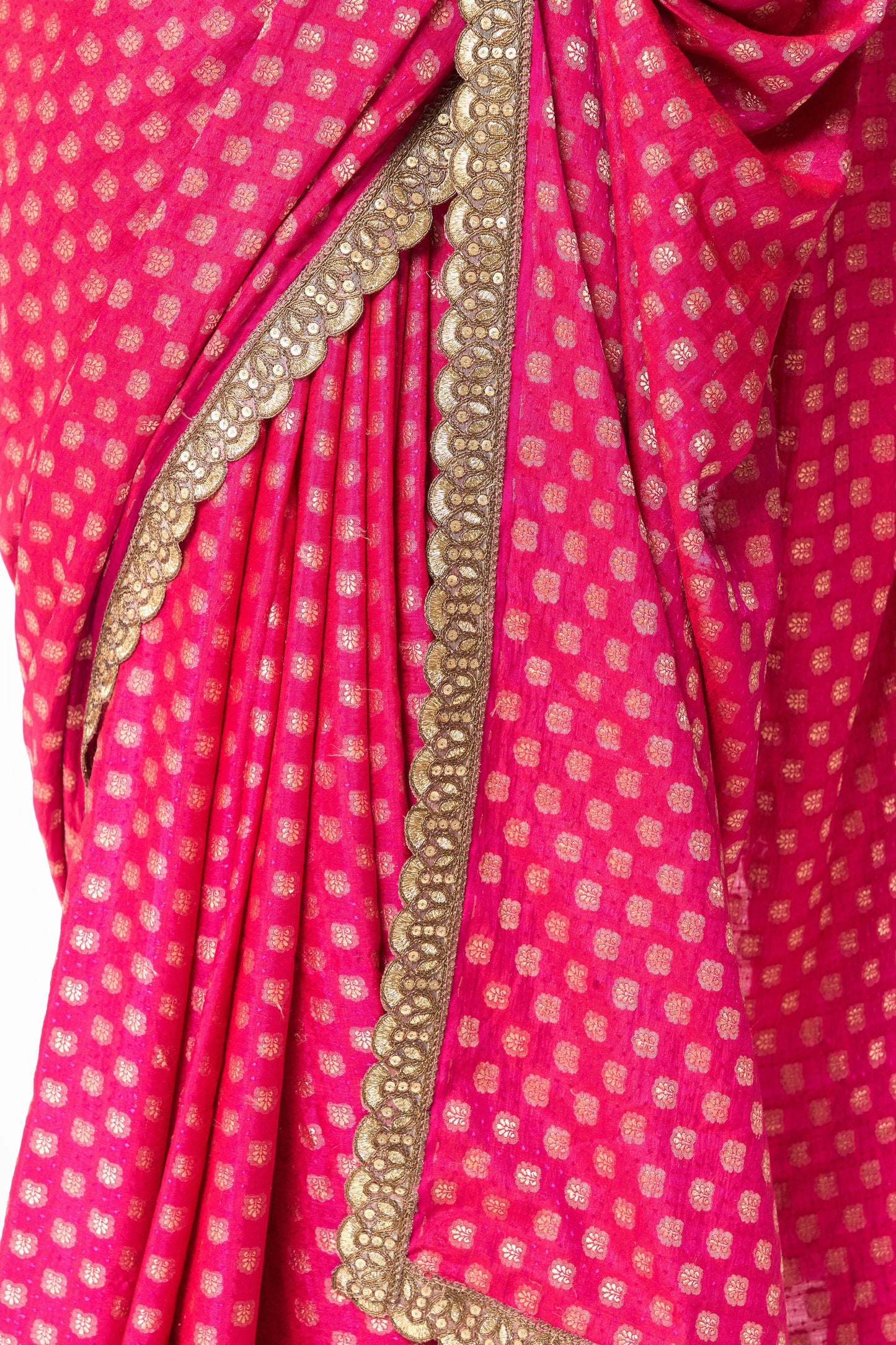 Dhiyona ST Pink Woven silk all over lace saree with Blouse Fabric