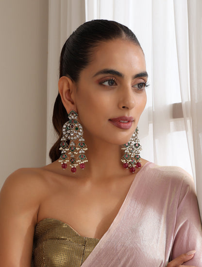 Dhiyona ST Magenta Color Kundan Earrings