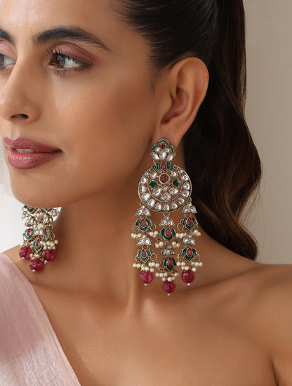 Dhiyona ST Magenta Color Kundan Earrings