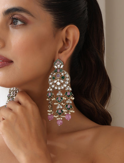 Dhiyona ST Light Purple Color Kundan Long Earrings