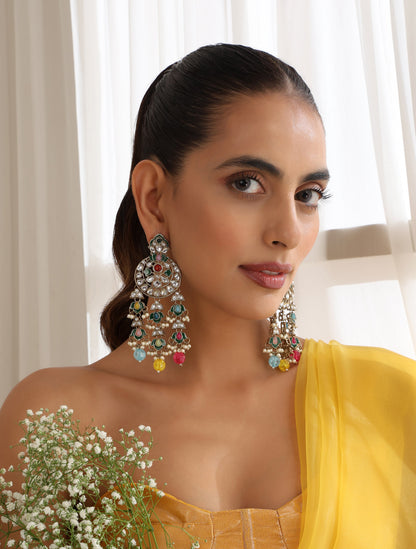 Dhiyona ST Multi Color Kundan Earrings