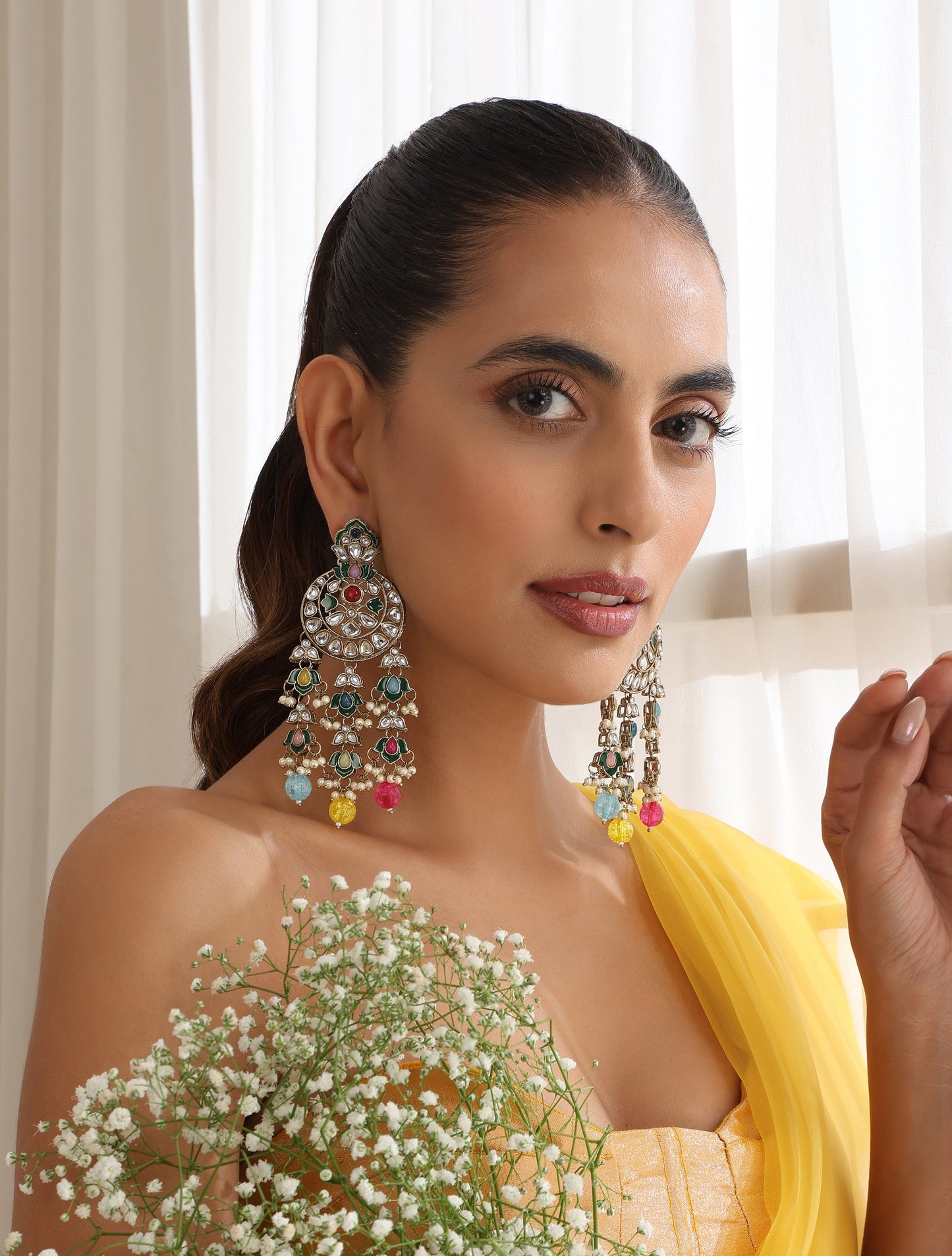 Dhiyona ST Multi Color Kundan Earrings