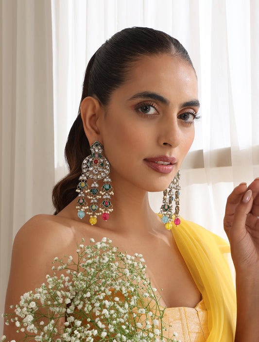 Dhiyona ST Multi Color Kundan Earrings