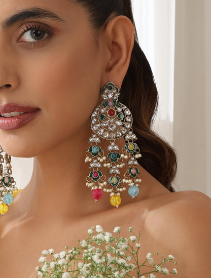 Dhiyona ST Multi Color Kundan Earrings