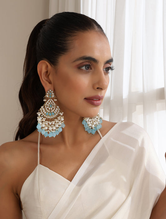 Dhiyona ST Sky Blue Color Kundan Earrings