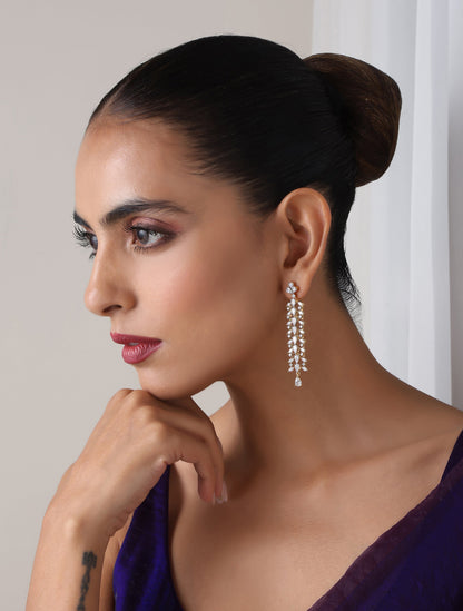 Dhiyona ST Long Gold and AD Earring